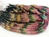 5.5mm Multi Tourmaline Faceted Tyre Beads, Tourmaline Spacer Beads, Multi