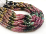 5.5mm Multi Tourmaline Faceted Tyre Beads, Tourmaline Spacer Beads, Multi