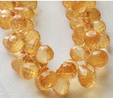 7x11 mm Citrine Color Coated Crystal Quartz Micro Faceted Tear Drop Beads