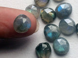 8-9mm Labradorite Rose Cut Cabochons, Labradorite Flat Back Cabochons