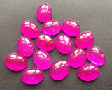 7x9mm Hot Pink Chalcedony Plain Oval Cabochons, 15 Pcs Loose Pink Chalcedony