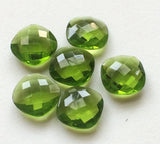 14mm Green Hydro Quartz Stones, 6 Pcs Cushion Cut Peridot Colored Double Side