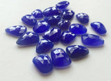 12-16mm Blue Chalcedony Rose Cut Cabochons, Blue Flat Back Cabochons, 5 Pieces