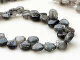 7-11 mm Black Rutilated Quartz Plain Heart Beads, Rutile Quartz Briolettes, 4 In