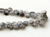 7-11 mm Black Rutilated Quartz Plain Heart Beads, Rutile Quartz Briolettes, 4 In