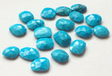 12-15mm Turquoise Rose Cut Cabochons, Loose Chinese Turquoise Faceted Flat Back