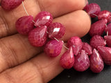 6x8mm - 9x11mm Ruby Faceted Teardrop Beads, Ruby Faceted Drops For Jewelry, Ruby