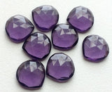 18mm Hydro Quartz Purple Rose Cut Cabochons, Flat Back Heart 6 Pieces Amethyst