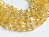 7-8 mm Citrine Step Cut Faceted Tumbles, Orange Citrine Beads, Natural Citrine