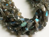 10-12 mm Labradorite Step Cut Faceted Tumbles, Blue Fire Labradorite Tumble Bead