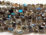 10-12 mm Labradorite Step Cut Faceted Tumbles, Blue Fire Labradorite Tumble Bead