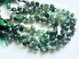 8mm Approx., Emerald Faceted Heart Beads, Natural Emerald Briolettes, Emerald