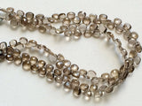 8-10 mm Smoky Quartz Faceted Heart Briolette, Smoky Quartz Briolette Beads