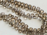 8-10 mm Smoky Quartz Faceted Heart Briolette, Smoky Quartz Briolette Beads