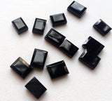 9x11-9x12mm Black Onyx Rectangle Table Cut Cabochon, Faceted Onyx Gemstones