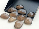 16-19mm Gray Chalcedony Rose Cut Cabochons, Flat Back Gray Chalcedony Faceted