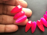 15-20 mm Hot Pink Chalcedony Horn Beads, Pink Chalcedony Faceted Bead
