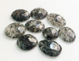 16-20mm Black Rutilated Quartz Rose Cut Cabochon, Rutile Faceted Flat Back 5 Pcs