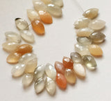 11-14 mm Multi Moonstone Faceted Marquise Shaped Briolettes, Multi Moonstone