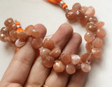 9-10 mm Peach Moonstone Beads, Peach Moonstone Faceted Hearts, 20 Pcs Peach