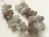 6x10 mm-6x12 mm Gray Moonstone Faceted Tear Drop Beads, Gray Beads, 17 Pieces
