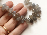 6x10 mm-6x12 mm Gray Moonstone Faceted Tear Drop Beads, Gray Beads, 17 Pieces