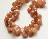 12-14 mm Peach Moonstone Beads, Peach Moonstone Faceted Hearts, 13 Pcs Peach