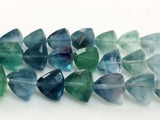 10 mm Fluorite Beads, Aqua And Green Fluorite Faceted Trillion Beads, Fluorite