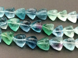 10 mm Fluorite Beads, Aqua And Green Fluorite Faceted Trillion Beads, Fluorite