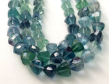 10 mm Fluorite Beads, Aqua And Green Fluorite Faceted Trillion Beads, Fluorite