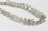 2x2.5mm-2x3mm White Diamond Faceted Briolette Beads, Diamond Tear Drops