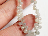 2x2.5mm-2x3mm White Diamond Faceted Briolette Beads, Diamond Tear Drops