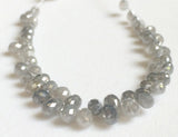 2x2.5mm-2x3mm Gray Diamond Faceted Briolette Beads, Natural Sparkling Tear Drops