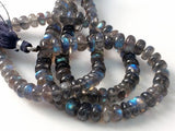 7-8.5mm Labradorite Plain Rondelles, Natural Labradorite Plain Bead, Flashy Blue