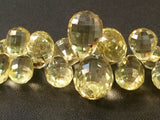 6x8 mm-10x12 mm Lemon Quartz Micro Faceted Drop Shaped Briolettes, Lemon Quartz