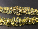 6x8 mm-10x12 mm Lemon Quartz Micro Faceted Drop Shaped Briolettes, Lemon Quartz