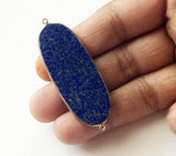 19x52mm Lapis Lazuli Huge Oval Connector, Blue Lapis 925 Silver Connector, Lapis