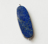 19x52mm Lapis Lazuli Huge Oval Connector, Blue Lapis 925 Silver Connector, Lapis