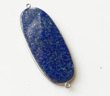 19x52mm Lapis Lazuli Huge Oval Connector, Blue Lapis 925 Silver Connector, Lapis