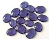 13-14mm Iolite Color Hydro Quartz Cabochons, Flat Back Rose Cut Hydro Cabochons