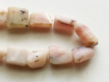 11-17 mm Pink Opal Faceted Tumbles, Peruvian Pink Opal Step Cut Bead, Pink Opal