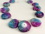 20-28 mm Solar Quartz Beads, Drilled Stalacite Slices, Shaded Blue & Pink Solar