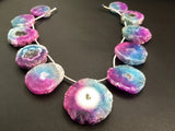 20-28 mm Solar Quartz Beads, Drilled Stalacite Slices, Shaded Blue & Pink Solar