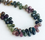 5x8mm-6x9mm Multi Tourmaline Teardrop Beads, Raw Multi Tourmaline Briolette