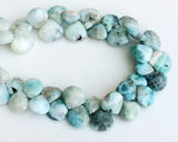 10-12 mm Natural Larimar Faceted Heart Beads, Larimar Faceted Heart Briolettes