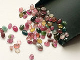 5-9mm Multi Tourmaline Faceted Flat Back Cabochon, Loose Tourmaline Cabochon