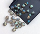 8-9mm Labradorite Rose Cut Round Cabochons, Faceted Flat Back Cabochons