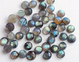 8-9mm Labradorite Rose Cut Round Cabochons, Faceted Flat Back Cabochons