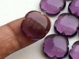 15mm Purple Hydro Quartz Fancy Floral Cabochon, Purple Hydro Quartz Clover Shape