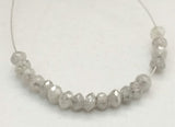 3mm Gray White Sparkling Diamonds, Faceted Diamond Rondelle Beads, 0.7mm Hole